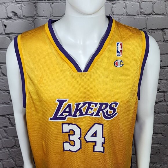 Champion LA Lakers Mens Size XL 18/20 Shaquille ONeal 34 Authentic Jersey - Picture 9 of 11